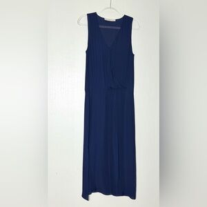 Ramy Brook Silk Midi dress Sleeveless Navy Wrap-Front Maxi Dress Sz S